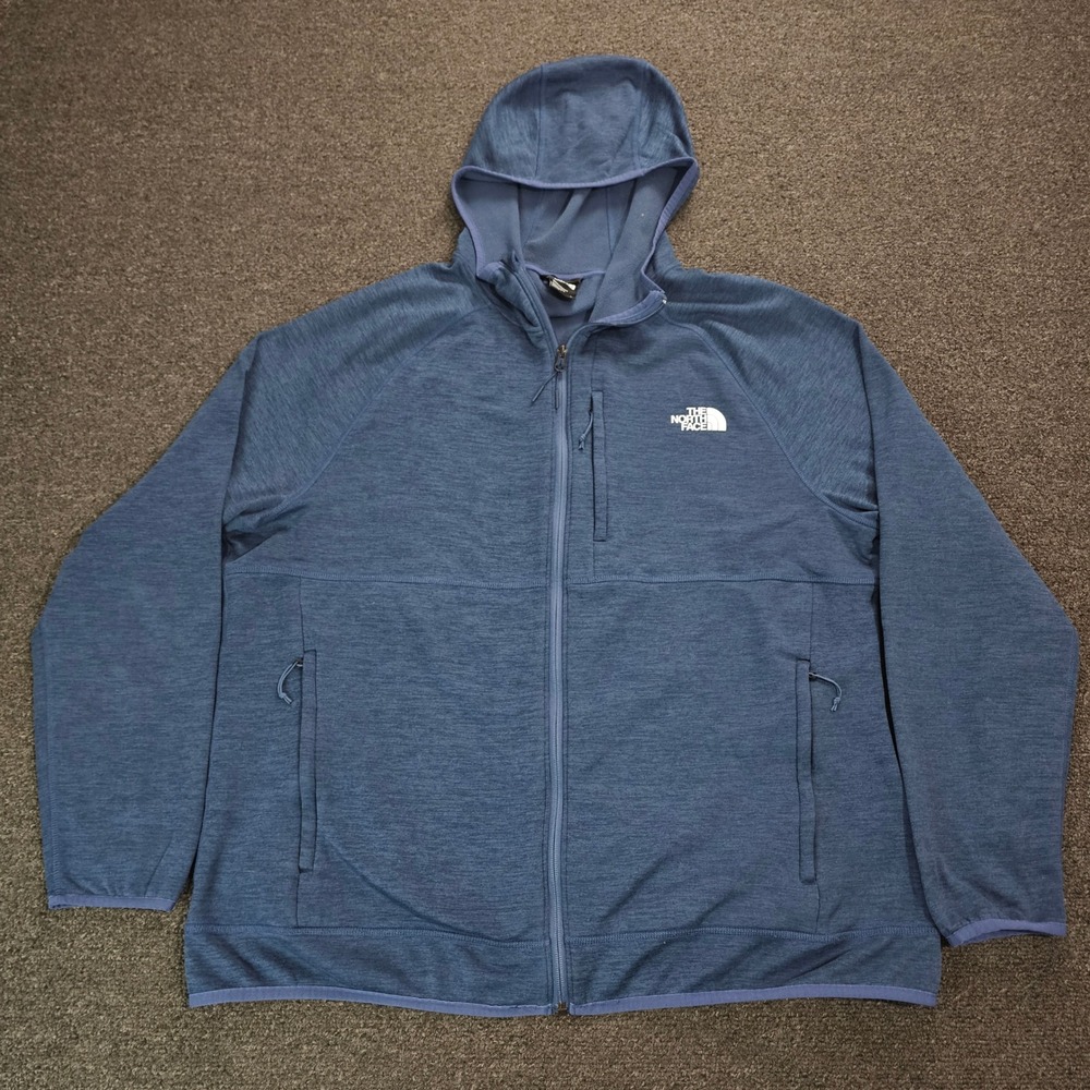 The North Face Canyonlands Hoodie Mens XXL Blue Heathered Fleece Jacket Full Zip